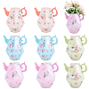 12Pcs 4 Styles 3D Flower Printed Teapot Shaped Paper Flower Gift Boxes DIY-SP0006-37-1