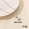 Stylish Stainless Steel Rhinestones Flat Round with Evil Eye Pendant Necklace QQ6499-3-1