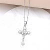 Crucifixion Cross Brass Micro Pave Cubic Zirconia Pendant Necklaces NJEW-S385-02P-1