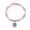 Baking Paint Imitation Jade Glass Round Beaded Charm Bracelets BJEW-JB11737-02-2