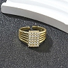 Rack Plating Brass Micro Pave Clear Cubic Zirconia Open Cuff Finger Rings for Women RJEW-M028-79G-2