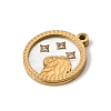 12 Constellations 304 Stainless Steel & Natural Shell & Rhinestone Pendants SA-CBAA9A2-06G-05-2