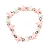 Starfish Synthetic Turquoise Beads & Brass Beads Stretch Bracelets BJEW-JB12417-02-2