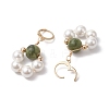 Shell Pearl & Taiwan Jade Leverback Earrings EJEW-JE05927-02-4