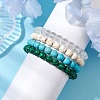 4Pcs Constellation 8mm Round Synthetic Turquoise & Quartz Crystal & Malachite & Magnesite Beaded Stretch Bracelets for Women BJEW-JB10634-3