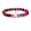 Natural Tourmaline & Synthetic Turquoise Beads Stretch Bracelets for Men Women QO0012-9-1