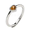 Heart Natural Tiger Eye Adjustable Rings RJEW-Q818-02P-02-2