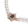 Brass Pave Clear Cubic Zirconia Star Link Chain Bracelets LS-BJEW-M321-01C-2
