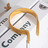 European and American Style Fringed 304 Stainless Steel Cuff Bangles for Women OT8697-1-1
