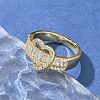 Brass Micro Pave Clear Cubic Zirconia Finger Rings RJEW-G336-06G-2