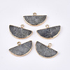 Electroplate Natural Labradorite Semi Circle Pendants G-S344-87E-1