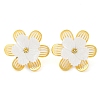 304 Stainless Steel Micro Pave Clear Cubic Zirconia Flower Stud Earrings for Women EJEW-U023-06G-2