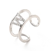 Clear Cubic Zirconia Initial Letter Open Cuff Ring RJEW-A012-01P-W-2
