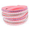 6-row Suede Cord & Rhinestone & Alloy Rivet Wrap Bracelets WGDA315-11-1