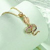 Brass Micro Pave Colorful Cubic Zirconia Snake Pendant Necklaces NJEW-S438-02H-G-3