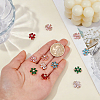 12Pcs 6 Colors Brass Pave Cubic Zirconia and Glass Flower Links Connector Charms KK-FH0008-41-3
