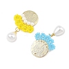 3Pcs 3 Colors Glass Seed Beaded & ABS Plastic Imitation Pearl & Glass Pendants PALLOY-MZ01380-2