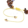 Natural Tiger Eye Chips & Resin Evil Eye Braided Bead Bracelet BJEW-JB08495-02-5