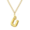 304 Stainless Steel Clear Cubic Zirconia Heart & Letter Pendant Curb Chain Necklaces for Women NJEW-FS00012-27U-1