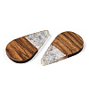 Transparent Resin & Walnut Wood Pendants RESI-N025-030-A02-2