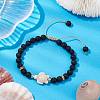 Adjustable 6mm Round Natural Lava Rock Braided Bead Bracelets BJEW-JB10615-02-2