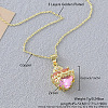 Brass Micro Pave Clear Cubic Zirconia and Pink Resin Scared Heart Pendant Necklaces for Women FS-WG476F5-12-1
