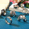 12Pcs 6 Size 201 Stainless Steel Grooved Finger Ring Settings STAS-TA0002-15P-5