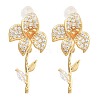 Brass Micro Pave Clear Cubic Zirconia Stud Earrings EJEW-B058-06G-1