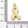 October Breast Cancer Pink Awareness Ribbon Brass Enamel Pendants KK-G525-10G-06-3