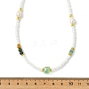 Natural Green Aventurine Heishi Beads & Rice Natural Pearl & Glass Seed Beaded Necklaces NJEW-JN06249-01-4