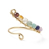 Natural Mixed Gemstone Braided Beaded Chakra Open Cuff Ring X-RJEW-JR00548-6