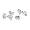 Non-Tarnish 304 Stainless Steel Grooved Bowknot Stud Earrings for Women EJEW-I285-05P-2