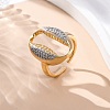 Brass Micro Pave Clear Cubic Zirconia Cuff Finger Rings for Women RJEW-C116-06G-2