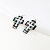 Fashionable Classic Stainless Steel Cross Shell Dangle Earrings RH8062-1