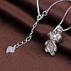925 Sterling Silver Bear Pendant Necklace with Pearl NJEW-BB72255-A-2