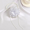 1Pc Retro Cloth Rose Flower Waxed Cord Wrap Choker Necklaces for Women NJEW-CP0001-05B-3