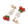 Cherry & Flower Glass Dangle Earrings EJEW-JE06172-01-4