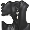 Heart with Teardrop Alloy Acrylic Imitated Pearl Dangle Earrings EJEW-JE06770-4
