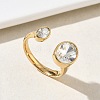 304 Stainless Steel Pave Clear Cubic Zirconia Cuff Open Rings for Women RJEW-F207-03E-G-1