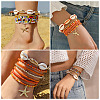 2 Bags Summer Beach Glass Seed Beaded & Natural Shell & Alloy Starfish Charm Anklet Sets AJEW-TA0003-69A-9