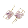 Natural Lepidolite/Purple Mica Stone Chips Tree Dangle Earrings EJEW-JE05734-05-4