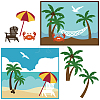 3Pcs 3 Styles Beach Theme Carbon Steel Cutting Dies Stencils DIY-WH0309-939-7