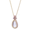 Glass Teardrop Pendant Necklaces NJEW-MZ00066-02-2