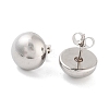 Non-Tarnish Half Round 316 Surgical Stainless Steel Stud Earrings for Women Men EJEW-Z050-08B-AS-1