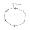 Brass Micro Pave Clear Cubic Zirconia Star Link Chain Bracelets KK-CBA3629-01P-4
