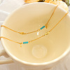 304 Stainless Steel with Synthetic Turquoise Faceted Round Beads Wing Charm Anklets for Women FS-WGB68FD-01-3