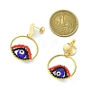 Evil Eye Handmade Glass Seed Beads Dangle Stud Earrings EJEW-MZ00371-01-3