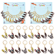 12Pcs 4 Style Alloy Enamel Dog Charms Locking Stitch Makers HJEW-PH01589