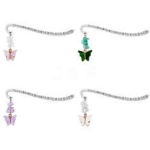 4Pcs 4 Style Acrylic Butterfly Pendant Bookmarks with Natural Gemstone Chips AJEW-PH01475