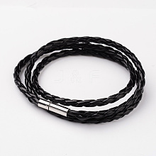 Braided Imitation Leather Cord Wrap Bracelets BJEW-L566-02A